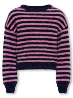 Kids Only lasten neule, KOGNEWPIUMO LS PULLOVER NOOS Raidallinen Pinkki