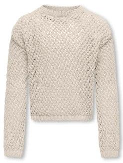 Kids Only lasten neulepusero, KOGDONNA LIFE O-NECK STRUCTURE KNIT Luonnonvalkoinen