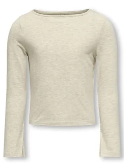 Kids Only lasten paita, KOGFELINA L/S BOATNECK SLIT TOP Beige