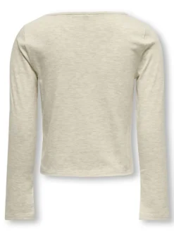 Kids Only lasten paita, KOGFELINA L/S BOATNECK SLIT TOP Beige