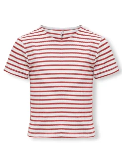 Kids Only Lasten T-paita, KOGNELLA STRIPED SS O-NECK TOP Raidallinen Punainen