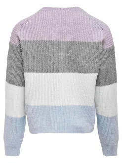 Kids Only Tyttöjen Raidallinen Neulepusero, KOGSANDY LS STRIPE PULLOVER Raidallinen Liila