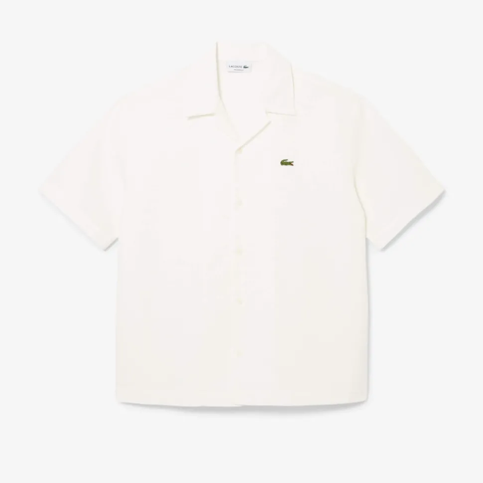 Lacoste miesten kauluspaita, SHORT SLEEVED CASUAL SHIRT Valkoinen
