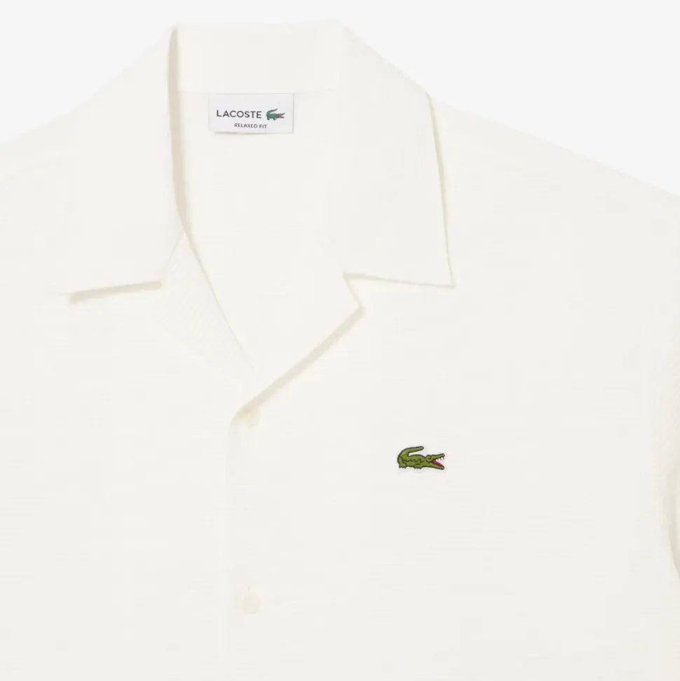 Lacoste miesten kauluspaita, SHORT SLEEVED CASUAL SHIRT Valkoinen