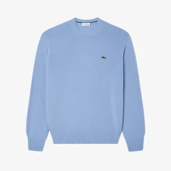 Lacoste miesten neulepusero K MONOCHROME CARDED WOOL NECK SWEATER, vaaleansininen