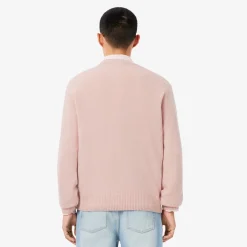 Lacoste miesten neulepusero K MONOCHROME CARDED WOOL NECK SWEATER, vaaleanpunainen