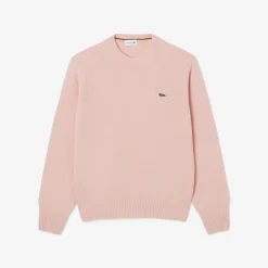 Lacoste miesten neulepusero K MONOCHROME CARDED WOOL NECK SWEATER, vaaleanpunainen