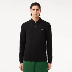 Lacoste Miesten Pikeepaita, LONG SLEEVED COTTON POLO Musta