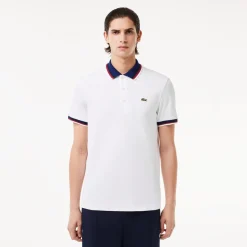 Lacoste Miesten Pikeepaita, REGULAR FIT STRECH COTTON PIQUE CONTRAST Valkoinen