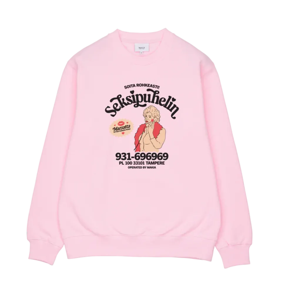Makia collegepaita Seksipuhelin Sweatshirt, vaaleanpunainen