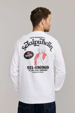 Makia Kummeli Seksipuhelin Long Sleeve, valkoinen