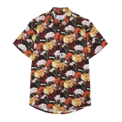 Makia Miesten Kauluspaita, FLOWERS SHIRT Kuosi, Punainen