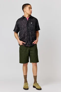 Makia miesten lyhythihainen kauluspaita, PASTURE SHIRT Musta