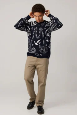 Makia miesten neulepusero Beam Knit, tummansininen
