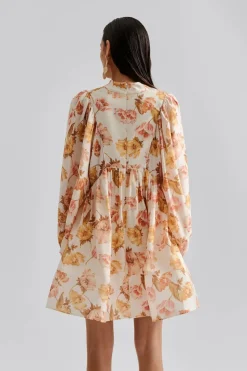Malina naisten mekko, TYRA HIGH NECK BALLOON SLEEVE MINI DRESS Monivärinen Kuosi