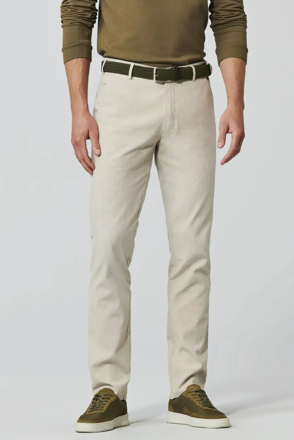 Meyer miesten housut, BONN LINEN COTTON TROUSER Beige