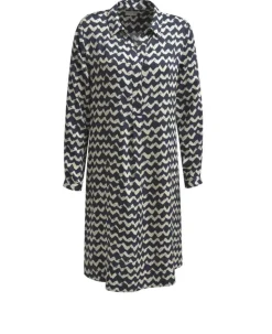 Milano Italy naisten mekko, DRESS LS NAVY PRINT Sininen Kuosi