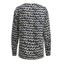 Milano Italy naisten pusero, BLOUSE NAVY PRINT Sininen Kuosi