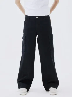 Name It lasten housut, NKFROSE WIDE TWILL CARGO 8101 Musta