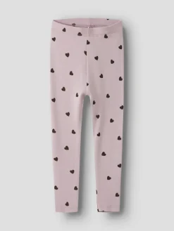 Name It lasten leggingsit, NMFKHEART XSL LEGGING Vaaleanpunainen Kuos