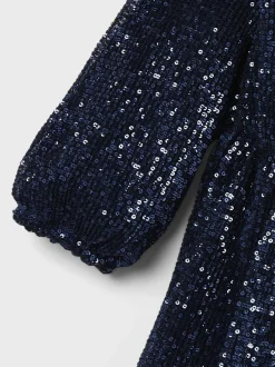 Name It Lasten Mekko, NKFRANTELLA LS DRESS Tummansininen