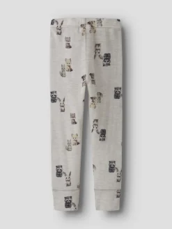 Name It Lasten Merinovillaiset Leggingsit, NMMWang Wool Rib Longjohn Aop Kuosillinen Beige