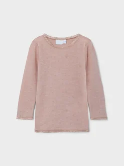 Name It Lasten Merinovilla Paita NMWANG WOOL NEEDLE LS TOP NOOS Vaaleanpunainen