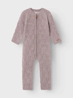 Name It Lasten Potkupuku, NMMWRILLA WOOL LS KNIT SUIT Beige