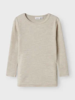 Name It lasten pusero, NMNWAX WOOL RIB LS TOP Harmaa