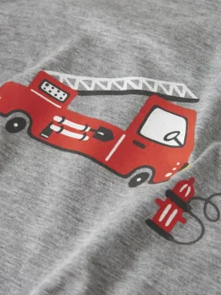 Name It lasten pyjama NMMNIGHTSET GREY FIRETRUCK NOOS, keskiharmaa
