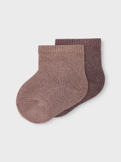 Name It Lasten Sukat, NBFWAKTA WOOL/VIS 2P SOCK Vaaleanpunainen