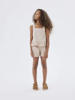 Name It lasten toppi, NKFFALINNEN STRAP TOP Beige