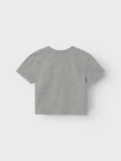 Name It lasten t-paita, NKFNOMA HAPPY SS BOXY TOP Vaaleanharmaa
