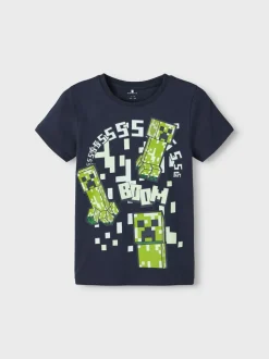 Name It lasten t-paita, NKMFRENCH MINECRAFT SS TOP Tummansininen