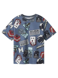 Name It lasten t-paita, NKMMAP MINECRAFT NREG SS POLY TOP Sininen Kuosi