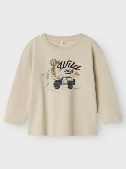 Name It lasten t-paita, NMMHAKO NREG LS TOP Vaalea Beige