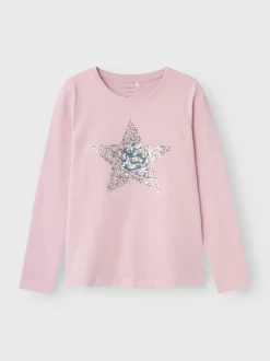 Name It lasten trikoopaita, NKFSIRU LS TOP Vaaleanpunainen