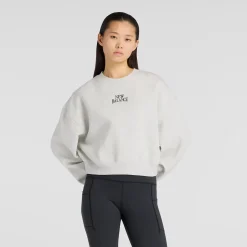 New Balance naisten collegepaita Linear Heritage Fleece Crew, vaaleanharmaa