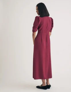 Nobody´s Child Naisten Mekko, EVIE MIDI DRESS ANITA NON PRINT Viininpunainen