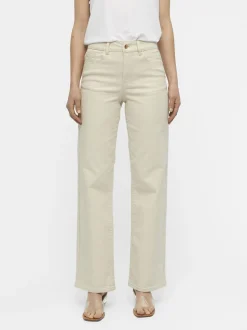 Object naisten housut, OBJMARINA MW TWILL JEANS Valkoinen