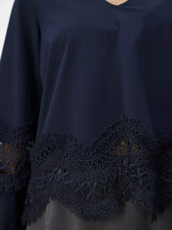 Object naisten pusero, OBJDANNI RE L/S TOP Tummansininen