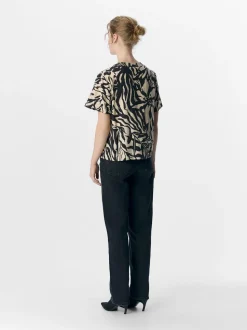 Object naisten toppi, OBJKARINA S/S RE V-NECK TOP Sandshell