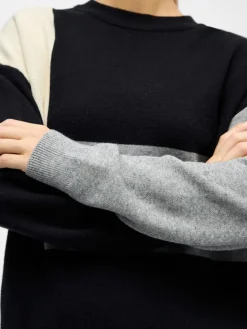OBJRAY LO L/S KNIT PULLOVER AOP NOOS Black