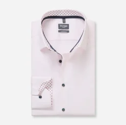 Olymp kauluspaidat Luxor Modern Fit Striped Contrast Print, raidallinen pinkki