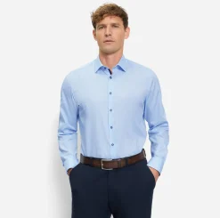 Olymp kauluspaita Level 5 Body Fit Contrast Trim Floral, vaaleansininen