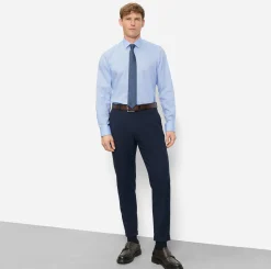 Olymp kauluspaita Level 5 Body Fit Contrast Trim Floral, vaaleansininen