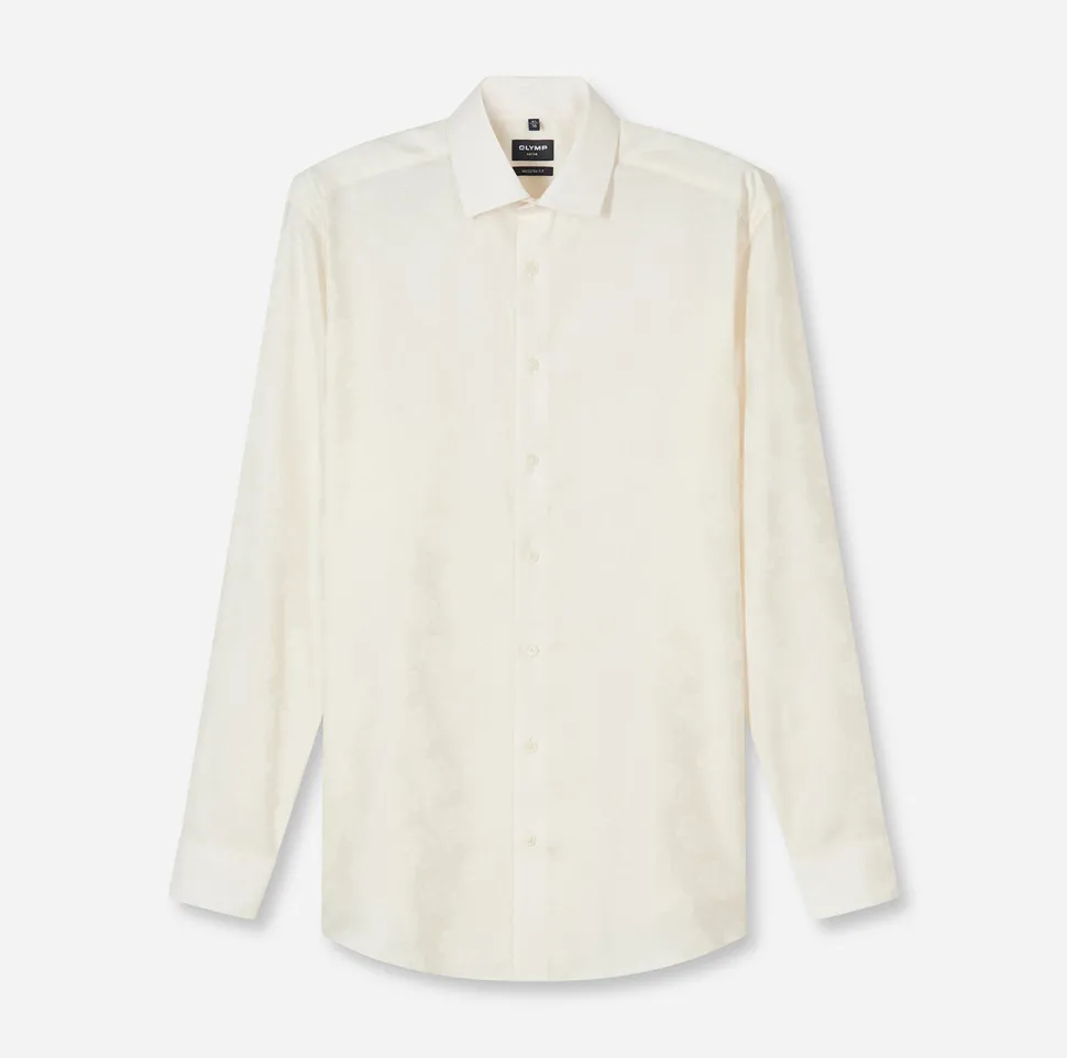 Olymp kauluspaita Luxor jacquard Offwhite, luonnonvalkoinen