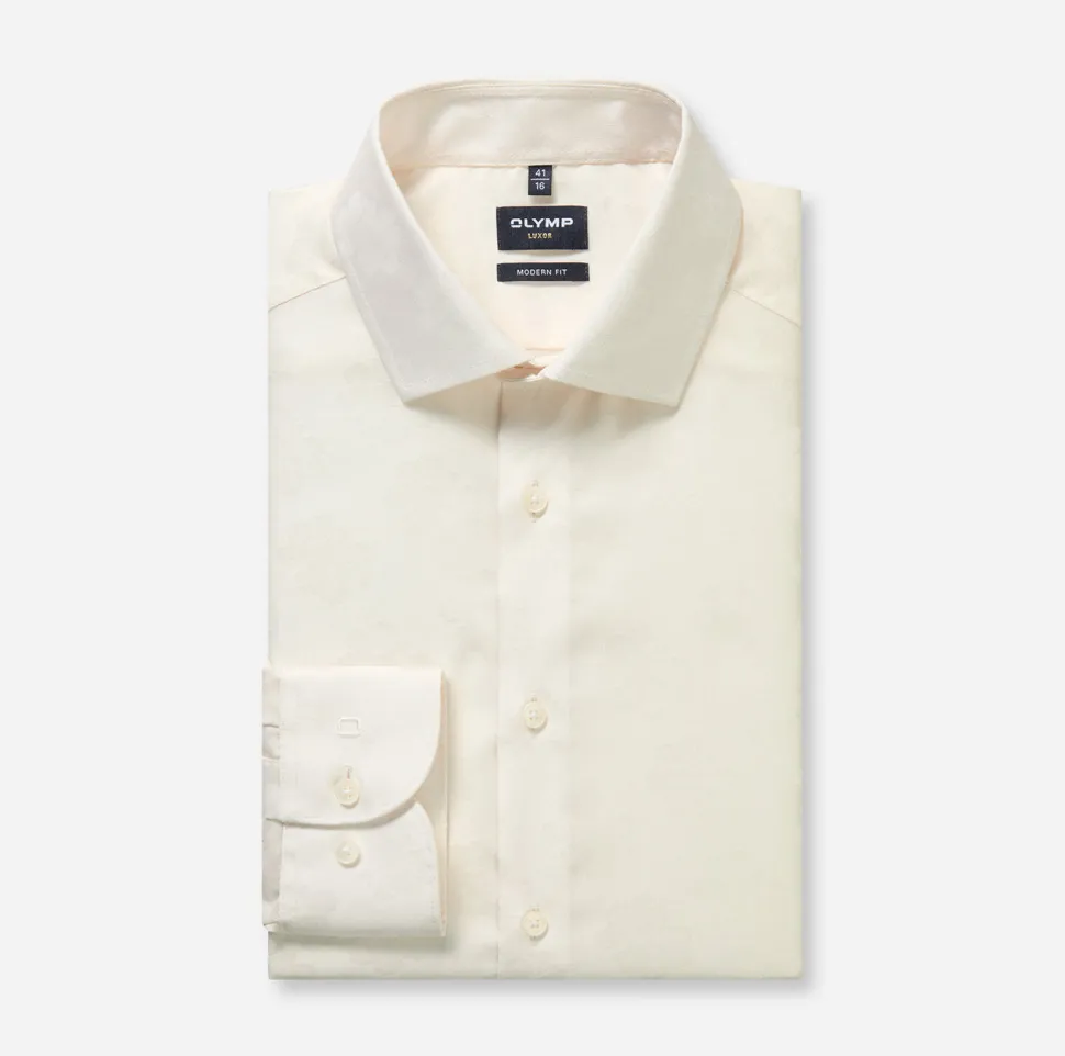 Olymp kauluspaita Luxor jacquard Offwhite, luonnonvalkoinen