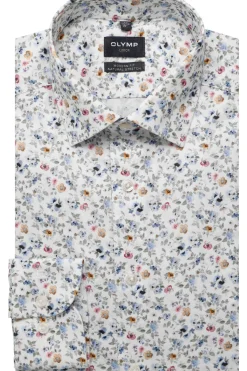 Olymp kauluspaita Luxor Modern Fit Floral Print, valkopohjainen kuosi