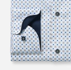 Olymp kauluspaita Luxor Modern Fit Microprinted, valkopohjainen kuosi